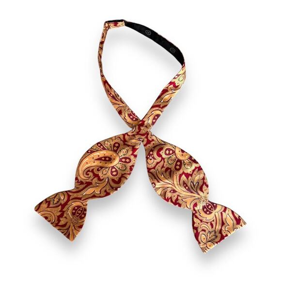 1960/70s ADJUSTO Silk Tie Bow Tie - Picture 1 of 4